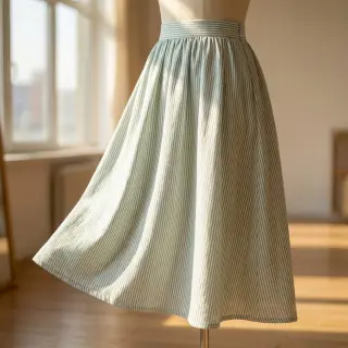 Linen cotton Stripe pastel green