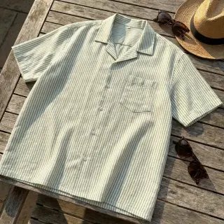 Linen cotton Stripe green