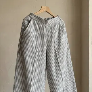 Linen cotton Stripe black