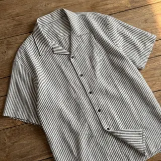 Linen cotton Stripe black