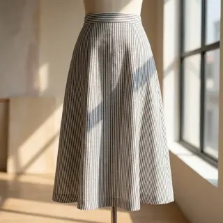 Linen cotton Stripe black