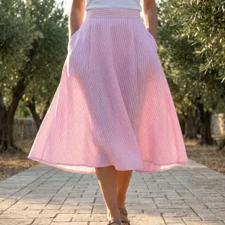 Linen cotton Stripe fuchsia