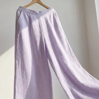 Linen cotton Stripe purple