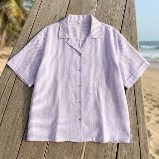 Linen cotton Stripe purple