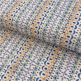 Decoration fabric Linenlook Blue pattern digital print