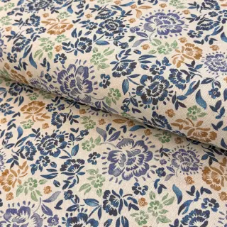 Decoration fabric Linenlook Blue roses digital print
