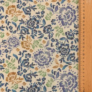 Decoration fabric Linenlook Blue roses digital print