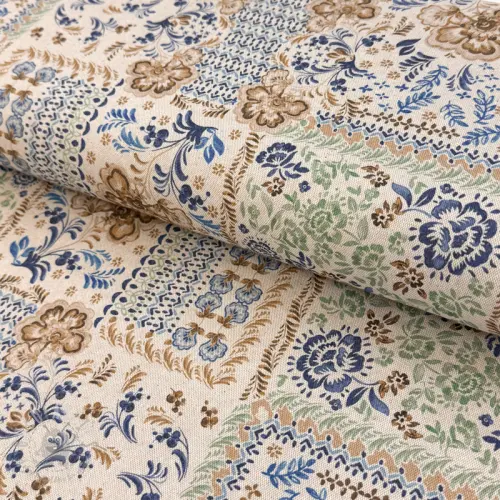 Decoration fabric Linenlook Blue heritage digital print