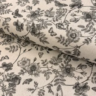 Decoration fabric Linenlook Painting flowers black digital print