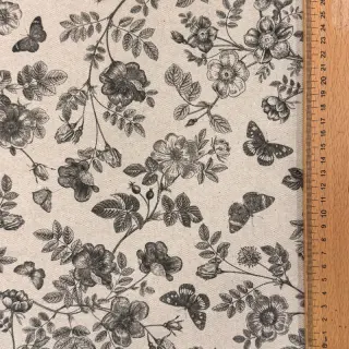 Decoration fabric Linenlook Painting flowers black digital print