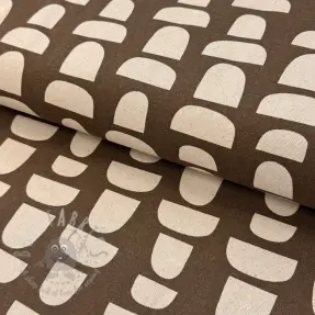 Decoration fabric Linenlook Abstract brown