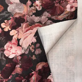 Decoration fabric SLUB Bouquet burgundy digital print