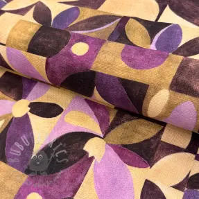 Decoration fabric SLUB Abstract flowie aubergine digital print