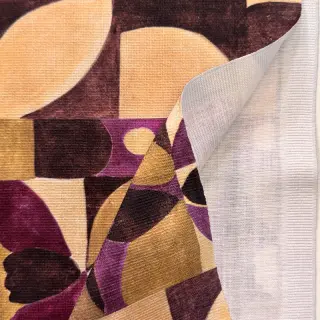 Decoration fabric SLUB Abstract flowie aubergine digital print