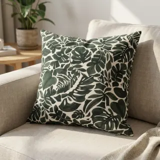 Decoration fabric Big leaves grey digital print