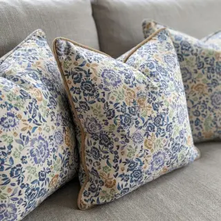 Decoration fabric Linenlook Blue roses digital print