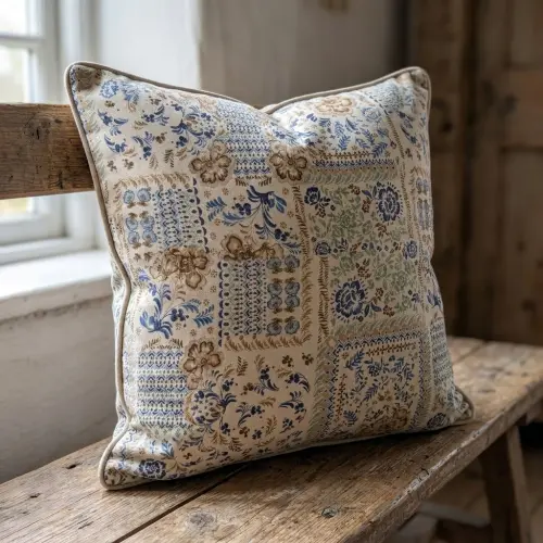 Decoration fabric Linenlook Blue heritage digital print