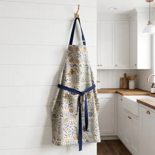 Decoration fabric Linenlook Blue heritage digital print