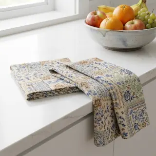 Decoration fabric Linenlook Blue heritage digital print