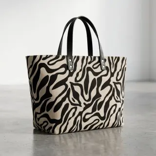 Decoration fabric Linenlook Animal black