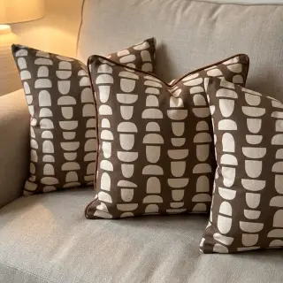 Decoration fabric Linenlook Abstract brown