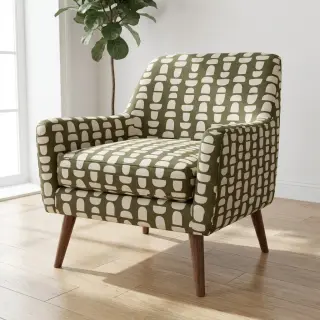 Decoration fabric Linenlook Abstract green