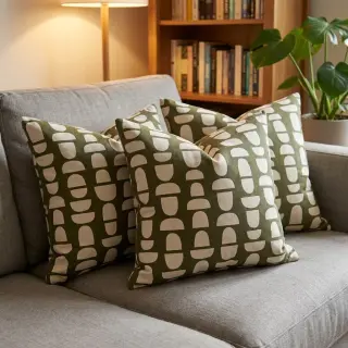 Decoration fabric Linenlook Abstract green