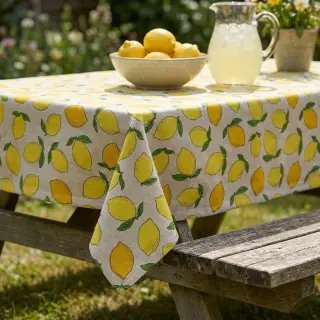 Decoration fabric Linenlook premium Sunny Lemon Fruit