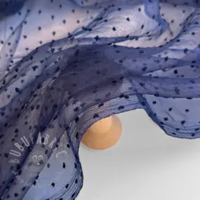 Tulle netting DOTS dark blue