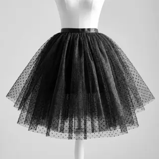 Tulle netting DOTS black