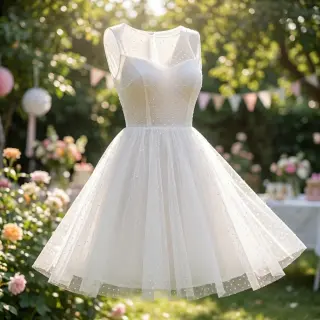 Tulle netting DOTS white