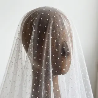 Tulle netting DOTS white