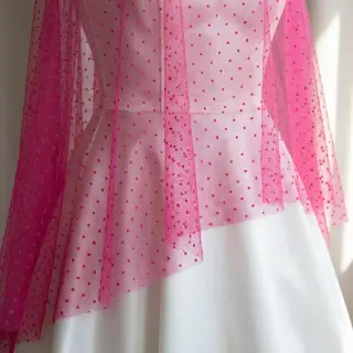 Tulle netting DOTS dark blue