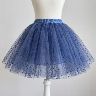 Tulle netting DOTS dark blue