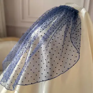 Tulle netting DOTS dark blue