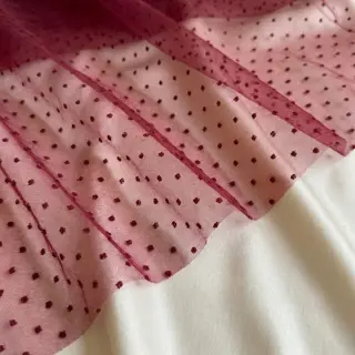 Tulle netting DOTS bordeaux