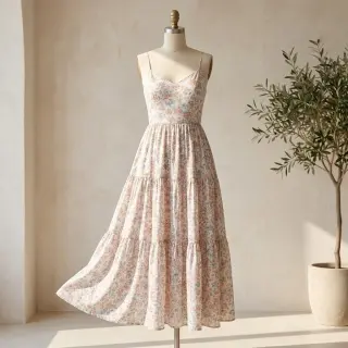 Lyocell avec lin et soie Retro Flowers design E