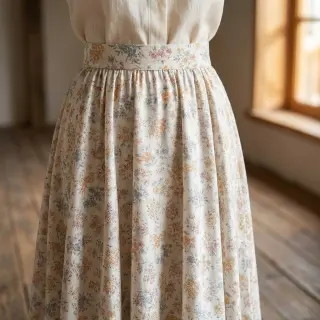 Lyocell avec lin et soie Retro Flowers design E