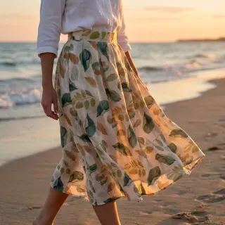 Lyocell avec lin et soie Retro Flowers design A
