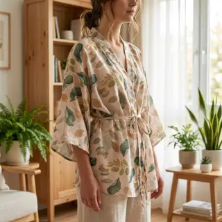 Lyocell avec lin et soie Retro Flowers design A