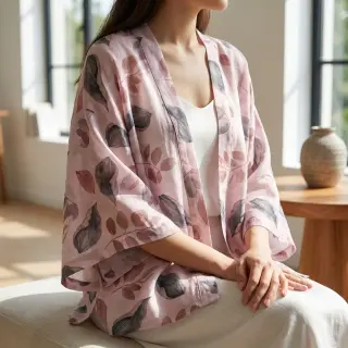 Lyocell avec lin et soie Retro Flowers design B