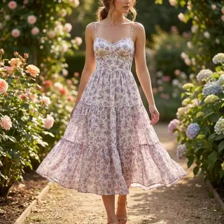 Lyocell avec lin et soie Retro Flowers design C