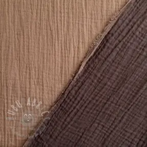 Double gauze/muslin DOUBLE FACE mocha