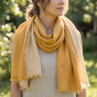 Double gauze/muslin DOUBLE FACE old yellow
