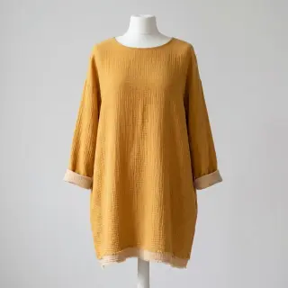 Double gauze/muslin DOUBLE FACE old yellow