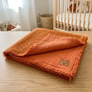 Double gauze/muslin DOUBLE FACE brick