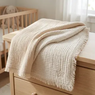 Double gauze/muslin DOUBLE FACE sand