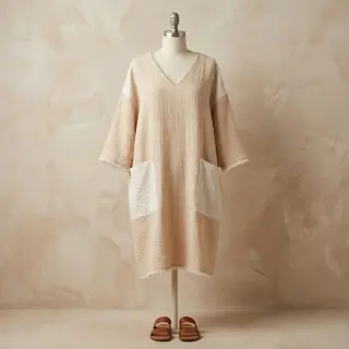 Double gauze/muslin DOUBLE FACE sand