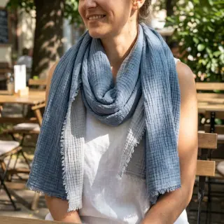 Double gauze/muslin DOUBLE FACE cloud blue