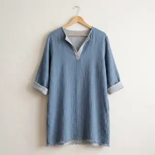Double gauze/muslin DOUBLE FACE cloud blue